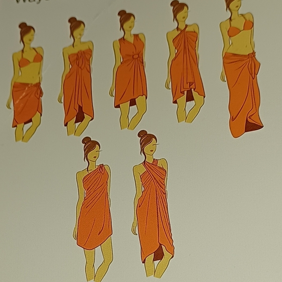 Lildy Beach Sarong Multi Color Warm Tie Dye Fringe - Picture 2 of 5